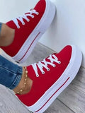 Women's Canvas Shoes 2022 Summer European and American New Thick-soled Lace-up Canvas Shoes Women's Low-top