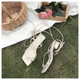 Fashion Women Sandals Low Heel Lace Up sandal Back Strap Summer Shoes Gladiator Casual Sandal Narrow Band zapatos mujer