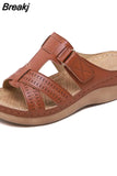 Womens Sandals Summer Wedges Shoes Adult Open Toe Slip On Comfy Slippers Solid Color Buckle Beach Shoes For Lady 2023