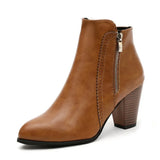 Boots Women's Fashion Coarse Heel Short Boots 43 Large Women's Shoe Size Side Zipper High Heel Boots Women Platform