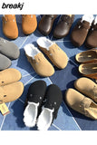 2023 New Winter Fur Cork Slipper Casual Women Solid Color Plush Inside Nubuck Leather Outside Non-slip Closed Toe