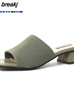 Women's Shoes Slippers Outdoor Summer New Fashion Knitted Stretch Open Toe Thick Sandals