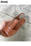 Women Sandals Zipper Flat Soft 2023 Leather Comfy Sandalias Summer Casual Mother Shoes Solid Color Chaussure Femme