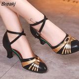 Shoes for Women Heel 5.5cm Closed Toe Ballroom Latin Dance Shoes Rubber Sole High Heel Tango Salsa Dance Shoes for