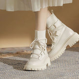 Autumn Winter Women's Boots Black White Ankle Boots Knit Leather Short Booties Woman Fall Shoes Punk Goth