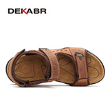 Summer Big Size Men's Sandals British Fashion Genuine Leather Beach Shoes Mens Casual Massage Non-Slip Slippers