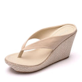 Queen Platform Wedges Flip Flops High Heels Slippers White Beach Sandals Bohemia
