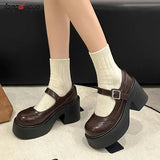 brown Lolita Shoes Platform Mary Janes Shoes Women's School Uniform Jk Student Shoes Women Girl Round Toe Oxford