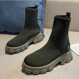 Autumn and Winter New Couple Socks Shoes Thick Bottom Casual Large Size Net Red Knitted Short Boots Female Botas De