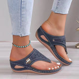 Toe Cool Drag Thick Sole 2023 New Hollow Slope Heel Retro Casual Outside Wear Car Seam Beach