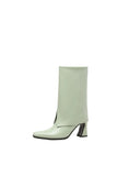Women Genuine Leather Modern Boots Square Toe Mid Calf Boot High Heel Strange Style Ladies Shoes Autumn Winter
