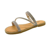 Women Slippers Flat Glitter Slides Fashion Low Pantofle Soft Jelly Luxury Summer 2023 Rubber Rome Crystal Basic