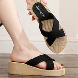 Breakj New Simple Cross-Bottom Slippers Women Wear Leisure Beach Slopes And Large-Size Cold