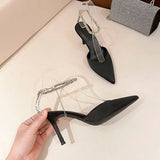 34-41 Women Sandals Pointed Toe Crystal Female Pumps Thin High Heel Slip-On Solid Sexy Ladies Summer Shoes