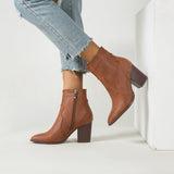 Winter Motorcycle Western Cowboy Boots Women Soft PU leather Short Cossacks High Heels High top Ankle Booties