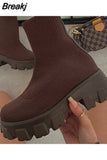 boots for women Platform black boots 2023 fashion woman Comfortable Short Boots Size 43 Breathable Booties Motorcycle