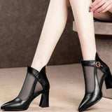 Women Crystal Lace Zip Mesh Pumps Woman High Heels Summer Female Shoes Classics Solid Platform Sandals Ladies Party