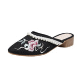 Breakj Sweet Fashion Lady Embroidered Cloth Shoes Bag Toe Slippers Wear Sandals New Summer