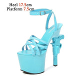 Brand High Heels Women's Shoes 2023 Sexy Gun Heel Sandals Waterproof Platform Fringe Cross-tied Strip Pole Dance