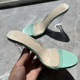 Women Pumps Sandals Jelly Slippers Sexy Open Square Toe High Heels Women Transparent Slippers Shoe Heel Clear