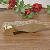 Low Heels Pumps Women 2023 Spring Shiny Sequins Pointed Toe Party Shoes Woman Plus Size Simple Thick Heeled Bride