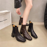Breakj Women 2025 Autumn And Winter New Square Head Rough With Chinese And Korean Version Of The Sleeves Martin Commuted Chelsea