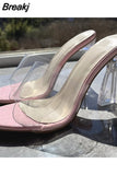 Women Pumps Sandals Jelly Slippers Sexy Open Square Toe High Heels Women Transparent Slippers Shoe Heel Clear