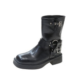 Ankle Boots Soft Leather Women Boots Thick Highs Ladies Shoes Autumn Winter Zipper Woman Boots Black