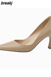 Size 33-40 Women Pumps Real Leather Sexy Solid High Heels Sheos For Women Pointed Toe Thin Heel Party Ladies