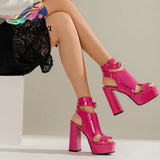 INS Hot Sale Ladies Sandals Solid Ankle Buckle Peep Toe High Heel Platform Sandals Women Big Size 46 2022 New