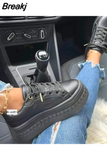 Women Casual Lace-up Sports Shoes SolidColor Platform Designer Ladies Running Pu Leather Outdoor Female Leisure Sneakers