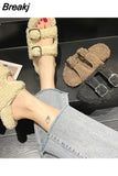 Shoes Luxury Sandals Summer Heels Espadrilles Platform Buckle Strap Suede Fashion Girls Outside Low High Fur Clogs