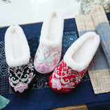 Breakj Single Slippers / Cotton Slippers Linen Tassel Embroidered Round Head Flat Cloth Shoes Sandals Embroidered Women's