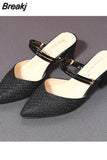 for Women 2023 Hot Slingbacks Ladies High Heels Summer Toe-Covered Women's Sandals Pointed Toe Outer Wear Half