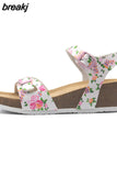 Fashion Women Cork Sandals 2023 New Summer Beach Wedge Trifle Buckle Strap Black White Platform Outside Sandalias
