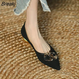 22023 French Style with Retro Metal Buckle Pointed Flat Single Female Leopard Print Flat