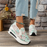 Women's Shoes on Sale 2023 New Women's Vulcanize Shoes Summer Lace Mesh Flower Women Shoes Round Head Thick Bottom Sports