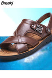 Summer New Men's Genuine Leather Sandals Men's Fashion Leather Beach Shoes Plus Size Casual Sandals Slippers for