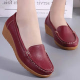 Women's Flats Genuine Leather Shoes Woman Casual Ladies Shoes Slip On Ballet Flats Women Walking Ladies Plus Size