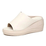 Heel Slippers Summer Women's 2023 New Sponge Cake Fish Mouth Wear Non-slip Thick Bottom Wild Soft Leather