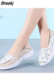 Women Flats Shoes Genuine Leather Summer Shoes Woman Slip-on Ballerina Flats Mother Boat Shoes moccasins ballet