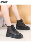 Platform Shoes for Women 2023 New Genuine Leather Chunky Luxury Designer Sneakers Woman Flats White Casual Tennis