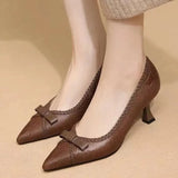 2024 Braid Pointed Toe Pumps Women Plus Size Thin Heels Work Office Shoes Laides Slip On Bowknot High Heel Shoes