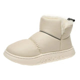 Leather Waterproof Snow Boots for Women 2023 Winter Non Slip Thick Plush Ankle Boots Woman Soft Sole Warm Cotton Padded