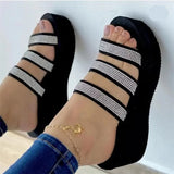 New Sandals Summer Shoes Woman Flip Flops Women Slippers Diamond High Heels Platform Shoes Comfortable Wedge Beach