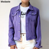 Coat For Women Casual Chaqueta Mujer Casaco Jaqueta Feminina New Spring Autumn Purple Short Jeans Jackets Coats