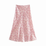 Paisley Printing Thin Satin Midi Skirt Casual Female Loose Streetwear