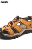 Men Summer Shoes Genuine Leather New Men Sandals Beach Fashion Slippers Outdoor Non-slip Casual Driving Shoes Big Size
