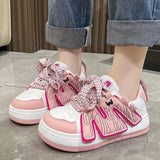 Women's Platform Vulcanized Shoes 2024 Spring Colorful Kawaii Casual Shoes Women's Board Shoes Round Toe Lace-up
