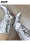 Women's 2023 New Fashion Temperament Autumn and Winter Knee High Cowboy Women's Boots Pointy Embroidered Women's Shoes